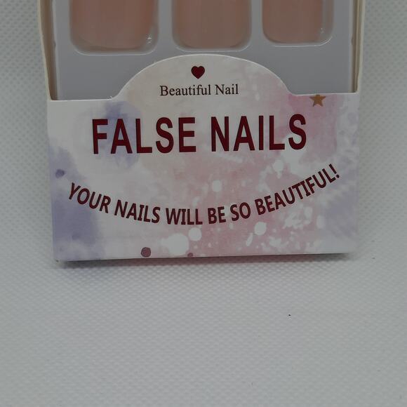 French Manicure Square False Short Press On Nails - Picture 4 of 5